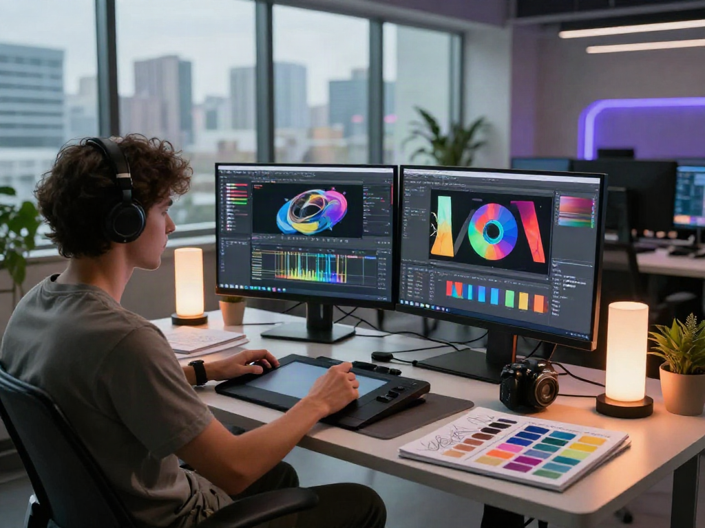 Creating innovative nsfw ai artwork in a modern digital workspace