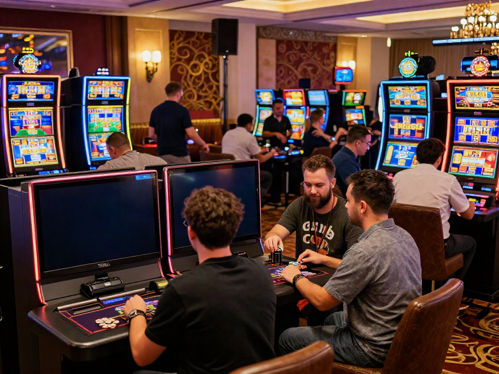 Players engaging in a fun atmosphere at a casino not on GamStop, showcasing diverse gaming experiences.