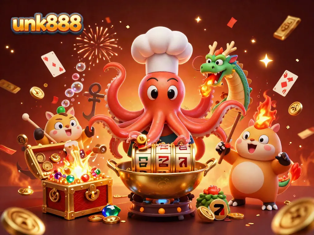 Experience excitement and winnings with unk888's vibrant casino-themed 3D illustration, featuring dynamic gaming elements.