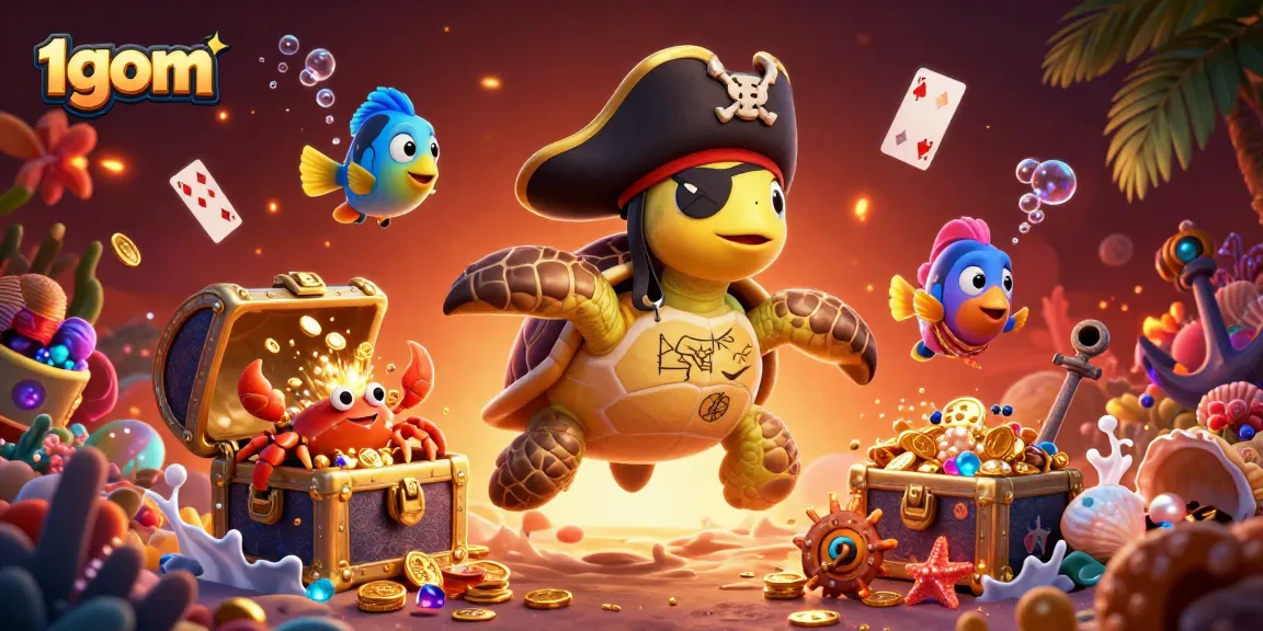 Engage with 1gom's thrilling underwater treasure adventure featuring animated characters and vibrant casino elements.