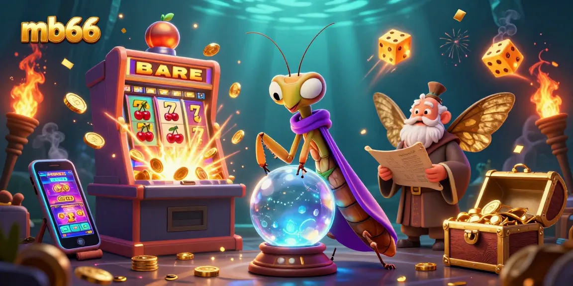 Experience the thrills of mb66 with a fortune teller and vibrant slot machine in this captivating casino scene.