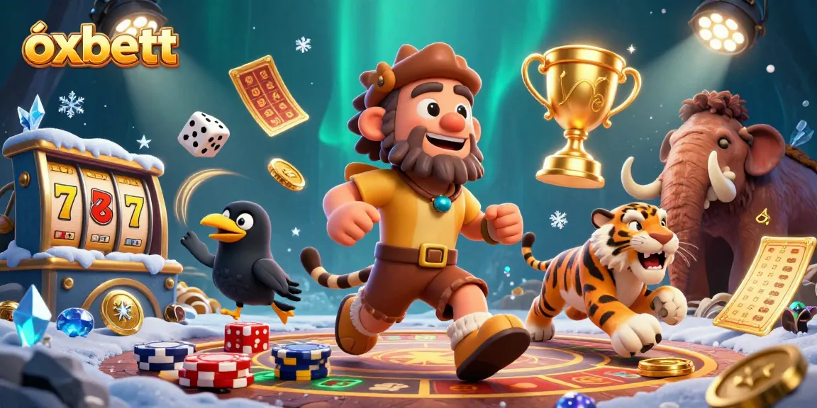 Experience the thrilling excitement of oxbett as cavemen and tigers engage in an ancient casino filled with vibrant slot games and dynamic action.