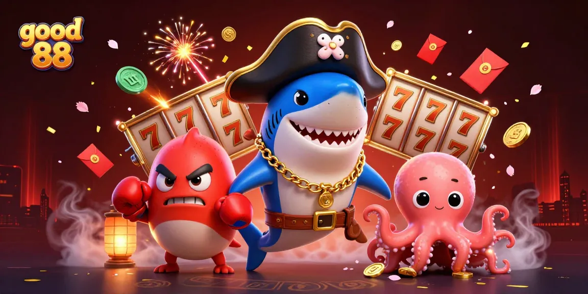 Engage in thrilling gameplay with good 88 slot reels and vibrant cartoon characters at a modern casino.