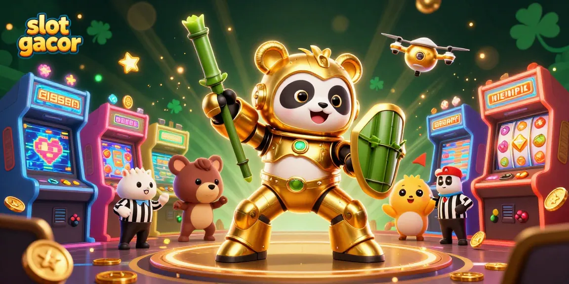 Engage with slot gacor as the golden panda in mech-suit battles in a vibrant casino arena