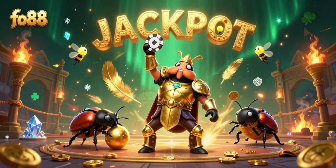 Experience thrilling wins at fo88 with a victorious beetle champion and dazzling jackpot elements.