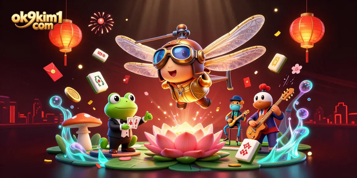 Engage with the thrilling action of ok9kim1 com's vibrant gambling scene featuring jazz musicians and a frog dealer.