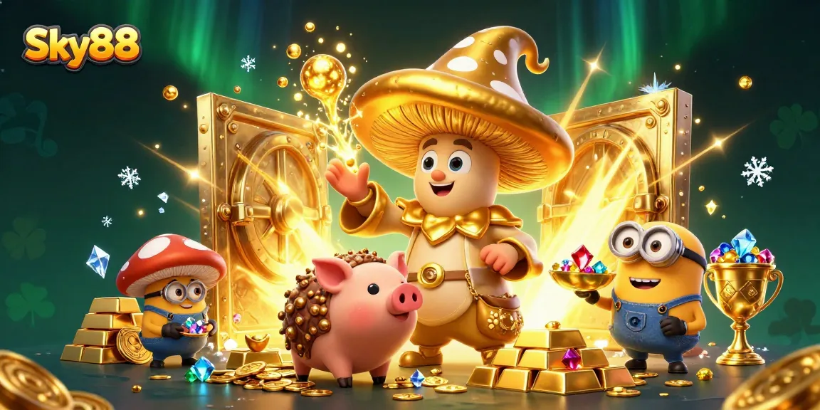 Engage in thrilling action with Sky88 in this enchanting casino scene featuring magical elements.
