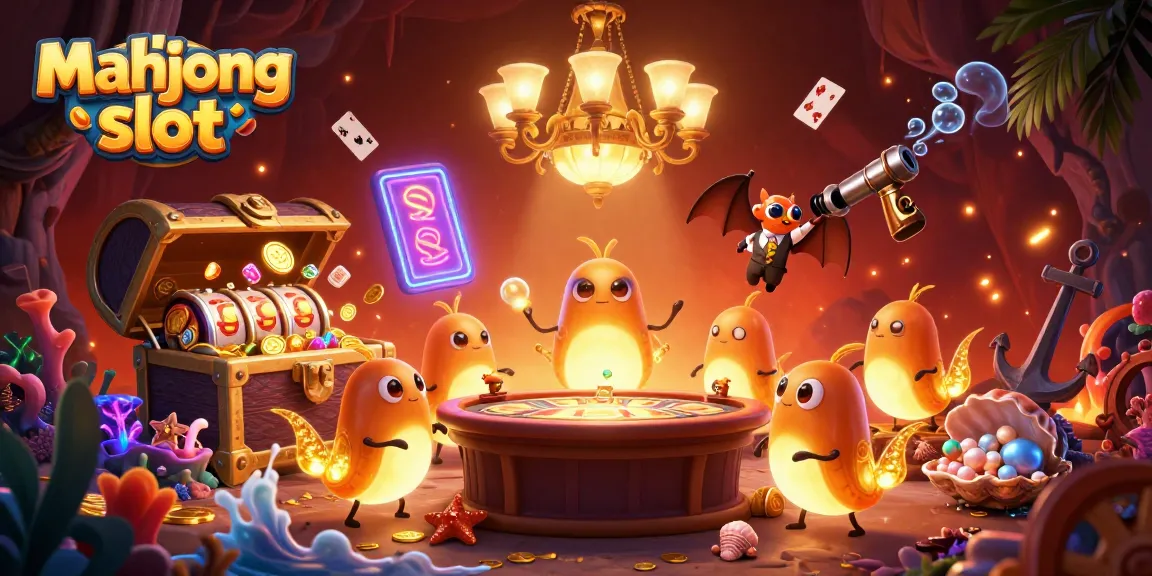 Experience the thrill of mahjong slot gaming in an exciting illustrated casino scene.
