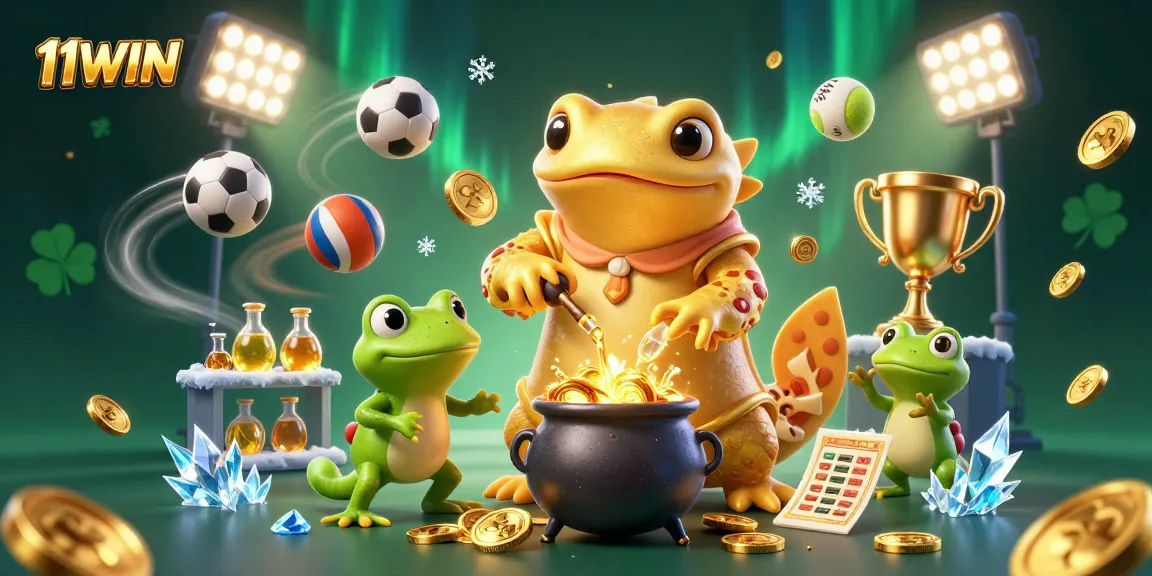 Experience the thrill of 11WIN with a dynamic scene of a golden salamander alchemist crafting coins in a vibrant casino
