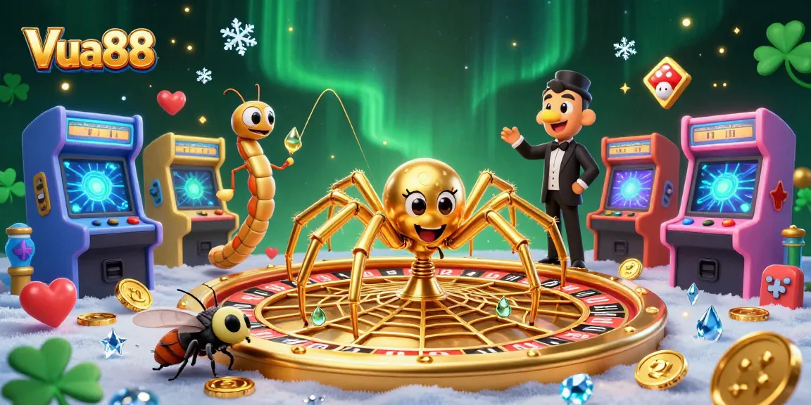 Place bets at Vua88's golden roulette wheel in a vibrant, interactive casino scene