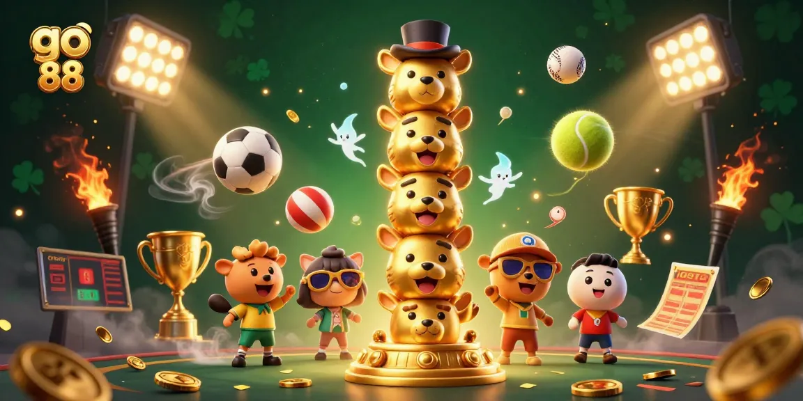 Engage in thrilling gameplay with go 88's dynamic casino atmosphere featuring a golden totem and sports elements.