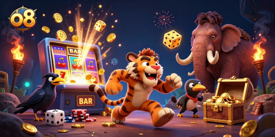 Experience thrilling winnings at o8's prehistoric casino with vibrant slot machines and rich game elements.
