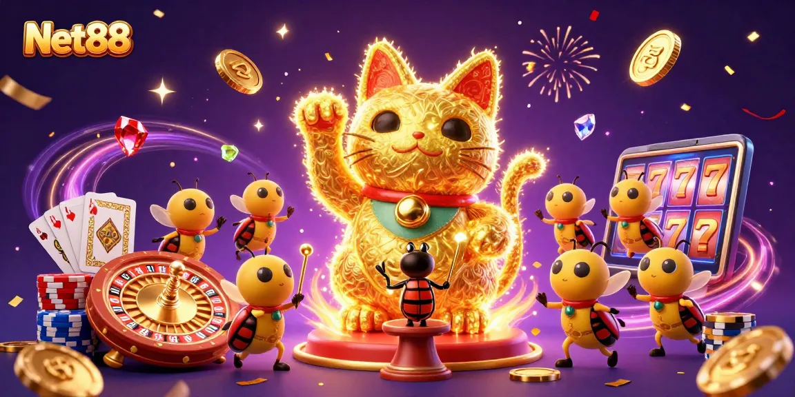 Experience winning strategies with Net88's vibrant casino universe featuring dynamic elements.
