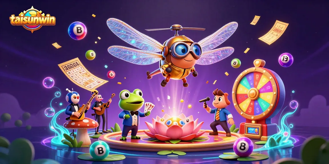Experience exciting gaming with taisunwin at a lily pad casino, showcasing vibrant characters and rich gaming elements.