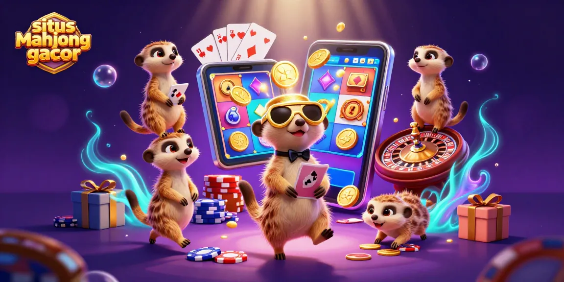 Experience thrilling gameplay at situs mahjong gacor with adorable meerkats running an exciting casino scene.