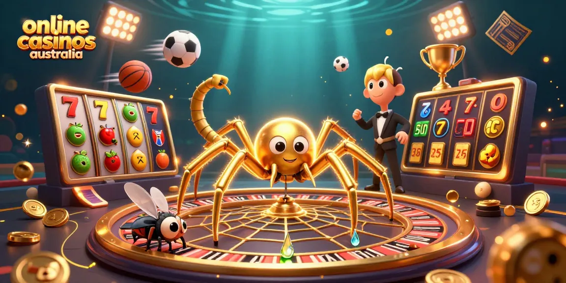 Engage with online casinos Australia, featuring a spider croupier and dynamic game elements.