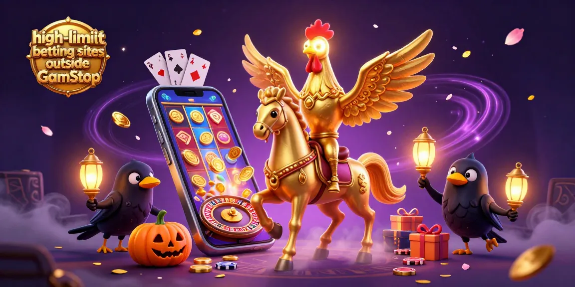 Experience high-limit betting sites outside GamStop with a vibrant 3D casino scene featuring unique characters.