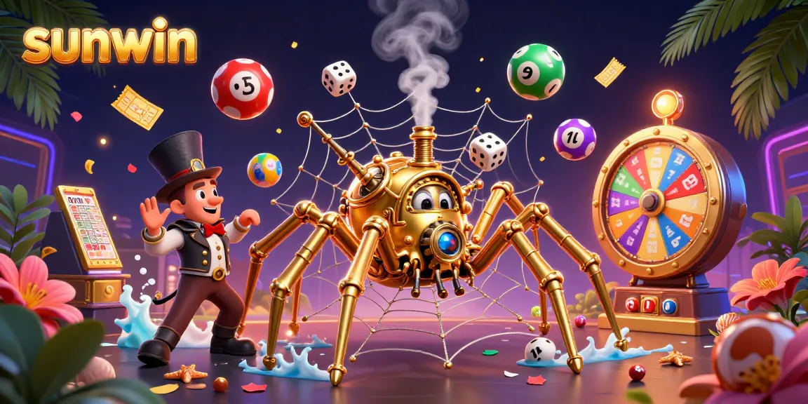 Experience the excitement of sunwin with a golden spider webbing in luck and vibrant games!