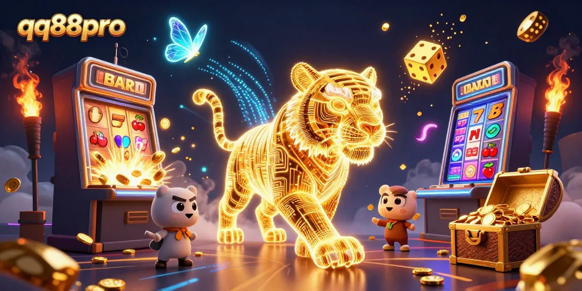 Win big with qq88pro as the golden tiger roams a vibrant digital casino bursting with excitement