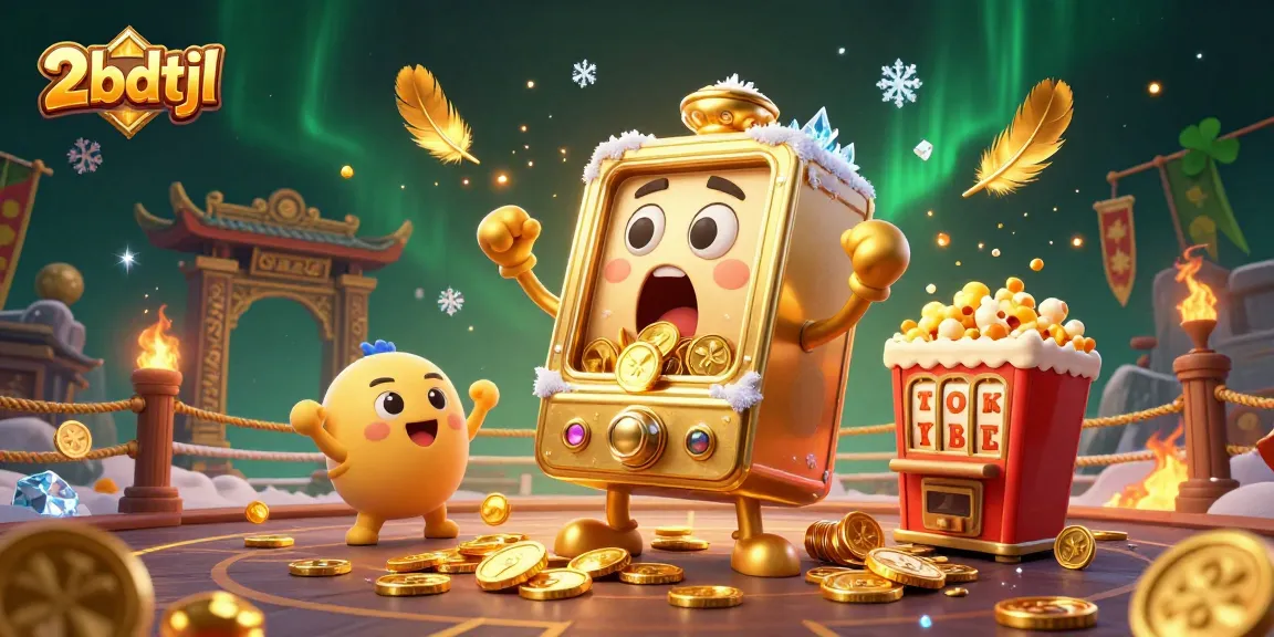 Experience jackpots with 2bdtjl as a golden slot machine hits a wild win in a vibrant casino scene.